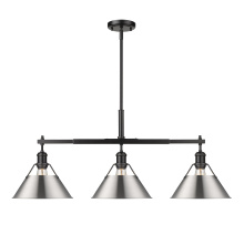 Golden 3306-LP BLK-PW - Yep by Golden Lighting Orwell 3-light Island Light in Matte Black and Pewter shade